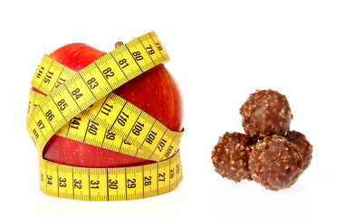 apple and measuring tape plus chocolates chocolate