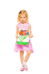 Beautiful girl with her flower drawing