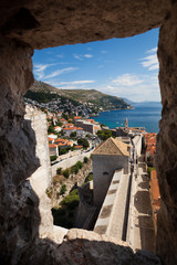 Fototapeta premium Wall view from the tower of Dubrovnik Castle