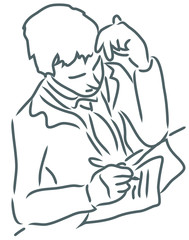 businessman thinking and writing