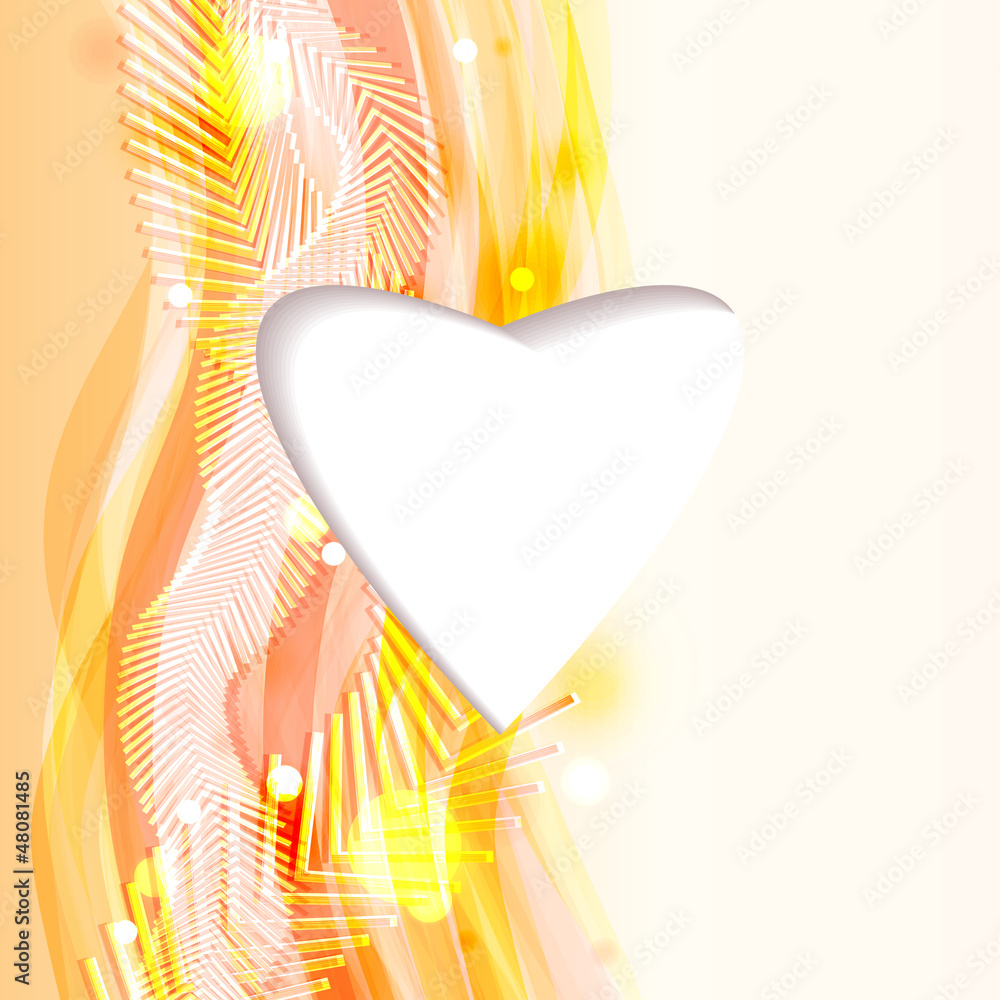 Poster bright abstract background with heart and flowing lines. eps10
