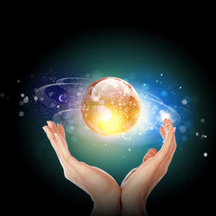 hand touching the earth