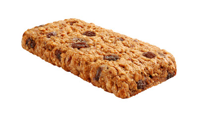 Oatmeal Raisin Cereal Bar Isolated on white