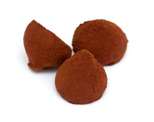 chocolate truffle candies isolated on white background