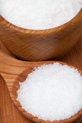 sea salt in wooden spoon