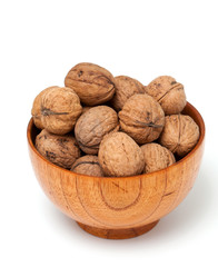 walnuts in a wooden bowl