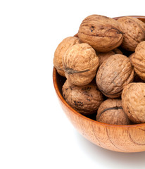 walnuts in a wooden bowl