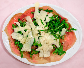 italian carpaccio with parmesan cheese