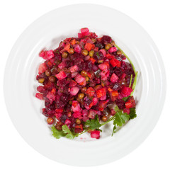 Russian beetroot salad Vinegret on plate