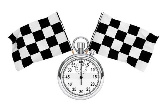 Stopwatch with checkered flags