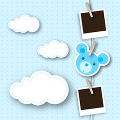 Baby boy photo frame with bear