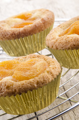 Cupcake mit getrockneten Aprikosen auf einem Backrost