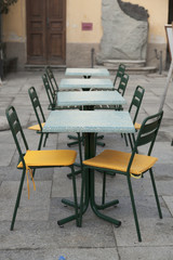 Chairs and tables color image