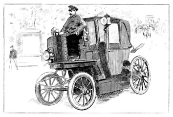 Fototapeta na wymiar Carridge - Fiacre - Motordroschke - koniec 19 wieku