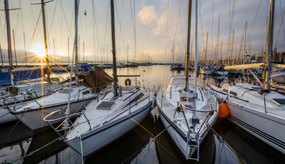 Sunrise and Sailboats