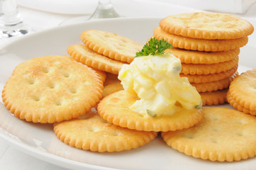 Egg salad on crackers