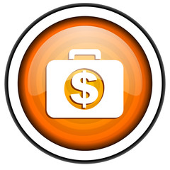 financial orange glossy icon isolated on white background