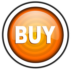 buy orange glossy icon isolated on white background