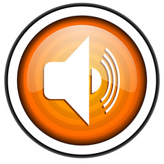 volume orange glossy icon isolated on white background