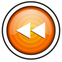 scroll orange glossy icon isolated on white background