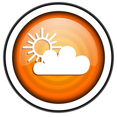 weather forecast orange glossy icon isolated on white background
