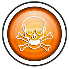 Fototapeta premium skull orange glossy icon isolated on white background