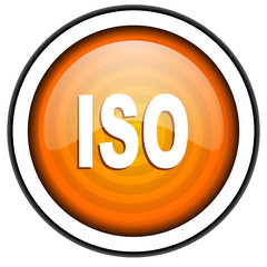 iso orange glossy icon isolated on white background