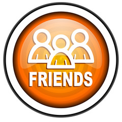 friends orange glossy icon isolated on white background