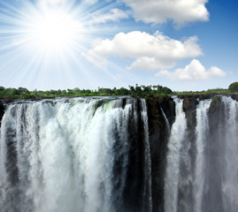 The Victoria Falls at the border of Zimbabwe and Zambia