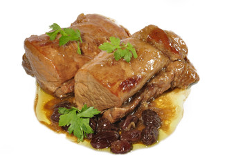 Solomillo con pasas.