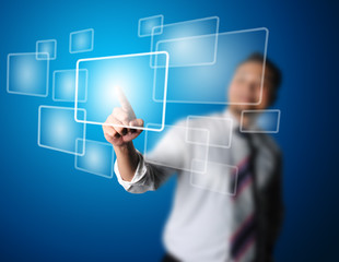 Business man touching modern digital technology