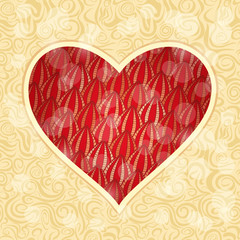 Red Heart with Petal Pattern and Bokeh Light Circles