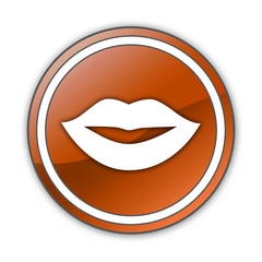 Orange Glossy Button "Mouth / Lips Symbol"