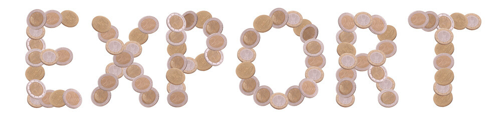 export - written with coins