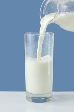 Pouring fresh milk into a glass