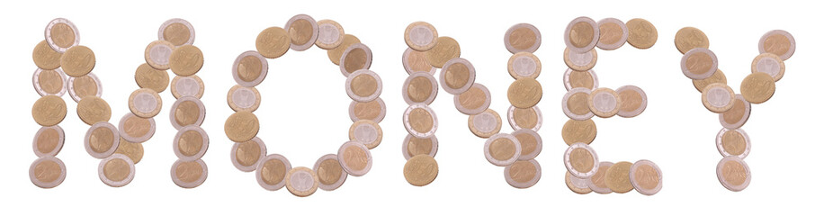 money - written with coins