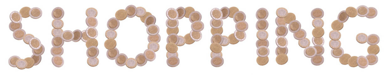 shopping - written with coins