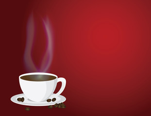 Cup of Steaming Hot Coffee and Beans Illustration
