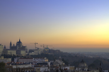 Fototapeta na wymiar Madrid Skyline at dusk.