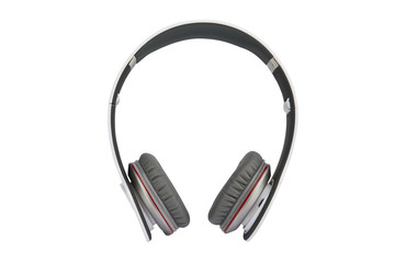 Black headphones on white background