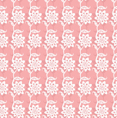 Pink seamless pattern with cute flowers.