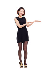 Asian business woman indicate blank space