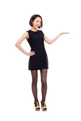 Fototapeta premium Asian business woman indicate blank space