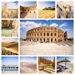 Türaufkleber Tunesien-Collage. Teile des Landes. © mrks_v