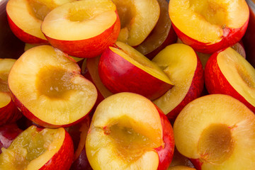 Red plums without stones
