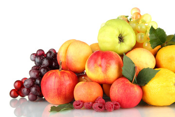 Assortment of exotic fruits isolated on white