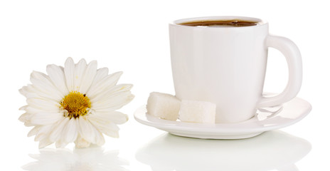 A cup of strong coffee isolated on white