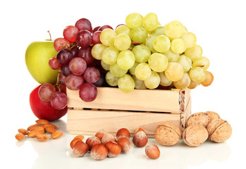 Grape with nuts isolated on white