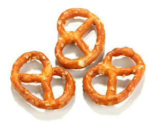 Tasty pretzels isolated on white