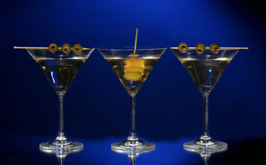 Martini glasses on dark background